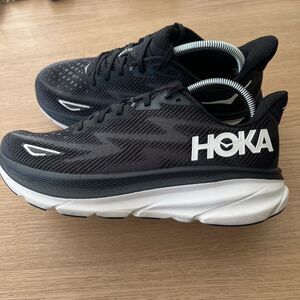 Hoka One One Clifton 9 Men's Running Shoes Size 8.5D Black/White Sneakers